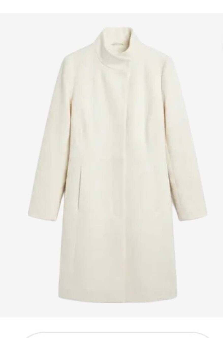 Chico's Stand Collar Long Coat Ivory Size 3 US 16/18